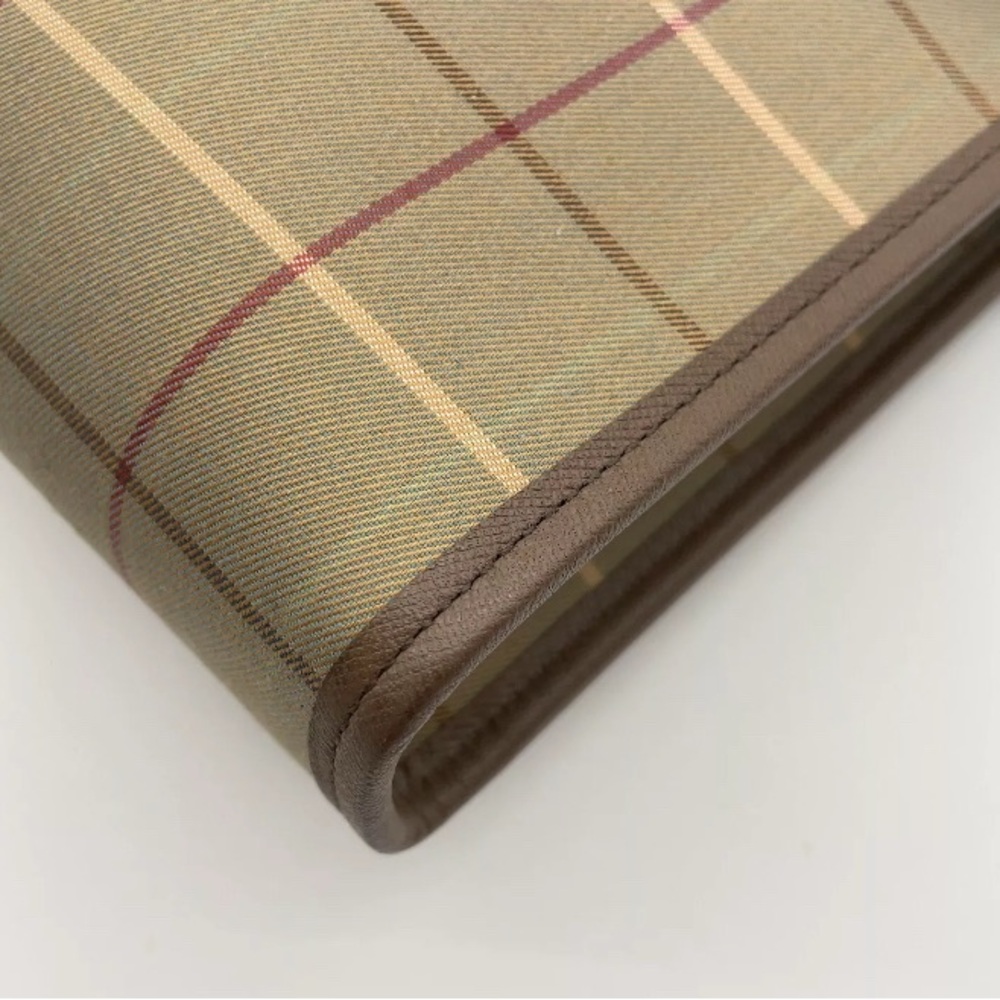 Burberrys Beige Brown Canvas and Leather Check Pattern Clutch Bag - Vintage - Picture 8 of 13